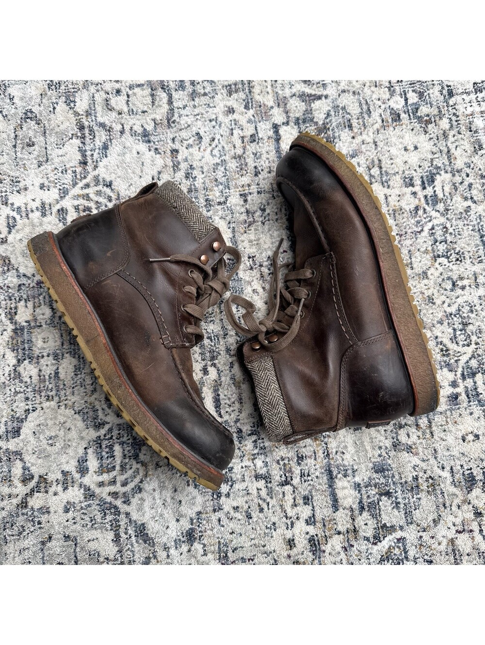 UGG Brown Leather Lace-Up Boots
